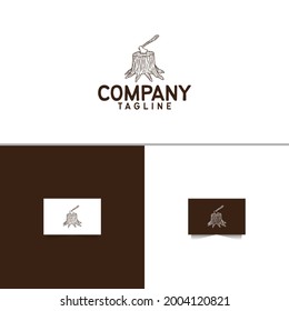 Wood Axe Logo Design Template Vector