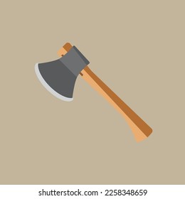 Wood axe vector design illustration cartoon, isolated on brown background