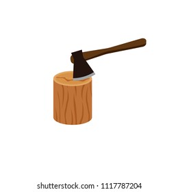 wood with Axe vector illustration