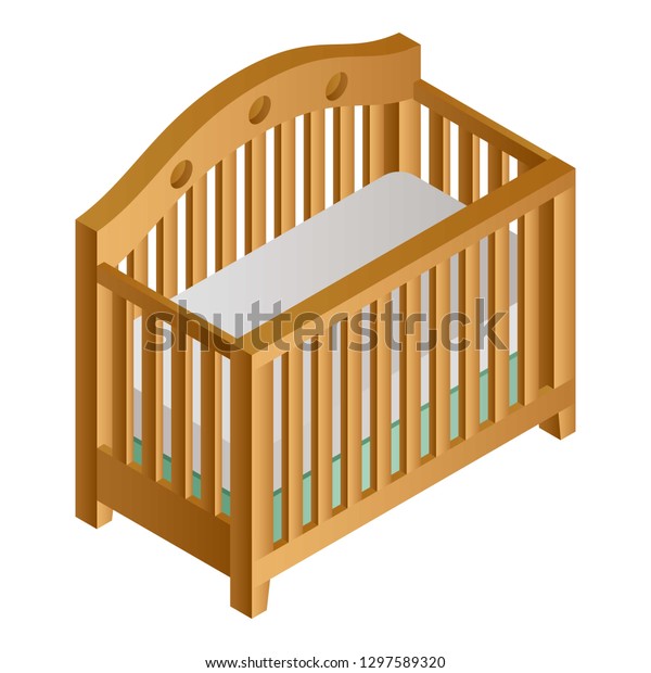 Wood Baby Crib Icon Isometric Wood Stock Vector Royalty Free