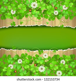 Wood background with clover