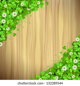Wood background with clover