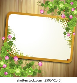 Wood background with clover