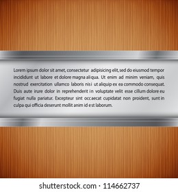 Wood background with metallic frame