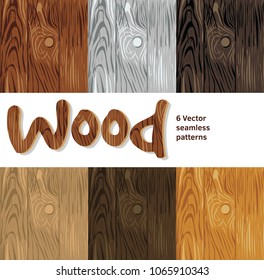 Wood background seamless patterns set
