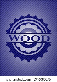 Wood badge with jean texture