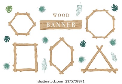 Wood banner collection of safari.Editable vector illustration for birthday invitation,postcard and sticker