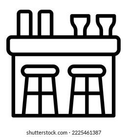 Wood bar icon outline vector. Stool chair. Cafe seat