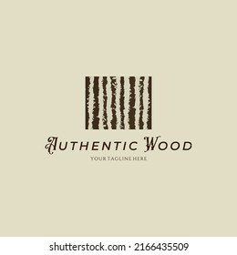 Vector del logotipo de textura de corteza de madera. Diseño del logotipo de textura de madera de roble