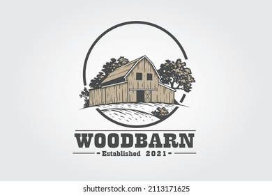 Wood Barn Vector Logo Template. Logo template suitable for business and product names.