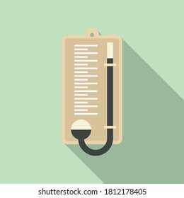 Wood barometer icon. Flat illustration of wood barometer vector icon for web design