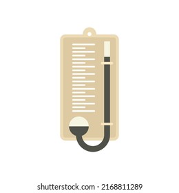 Wood barometer icon. Flat illustration of wood barometer vector icon isolated on white background