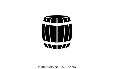 wood barrel, black isolated silhouette