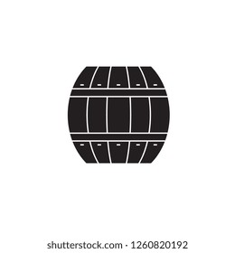 Wood barrel black vector concept icon. Wood barrel flat illustration, sign