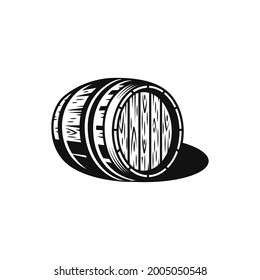 Barrel de madera Dibujo ilustraciones de estilo de grabado. icono de vector