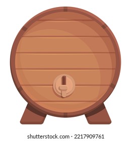 Wood barrel icon cartoon vector. Wine cellar. Drink bottle