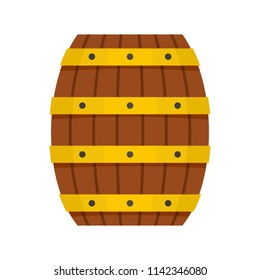 Wood barrel icon. Flat illustration of wood barrel vector icon for web isolated on white