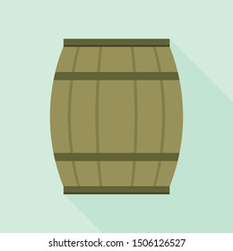 Wood barrel icon. Flat illustration of wood barrel vector icon for web design