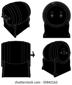 Wood Barrel Keg Vector 01