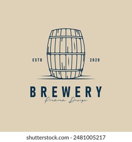 wood barrel line art logo icon minimalist vector illustration design