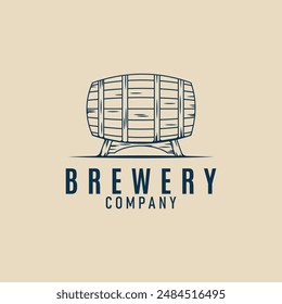 wood barrel line art logo icon minimalist vector illustration design graphic template