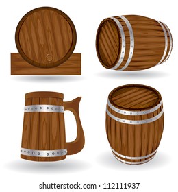wood barrel  mug collection wine beer brandy