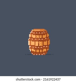 wood barrel in pixel art style