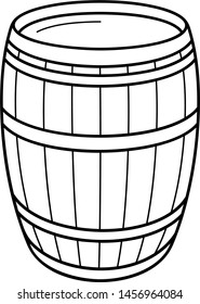 Wood barrel. Vector outline icon isolated on white background.