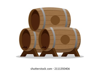Wood barrels Alcohol barrel, drink container, wooden keg icon Barrel for wine, rum, beer or gunpowder