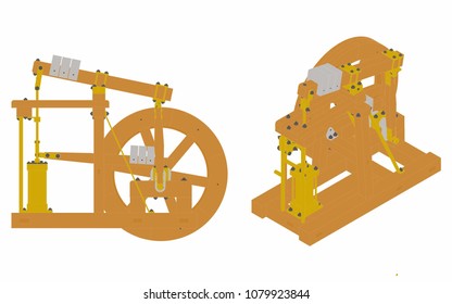 Wood Beam Engine original colored