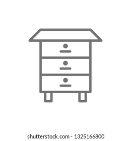 Wood bee hive, honey beehive line icon.