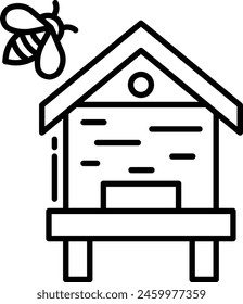 wood bee hive outline icon vector illustration