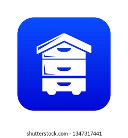 Wood beehive icon blue vector isolated on white background