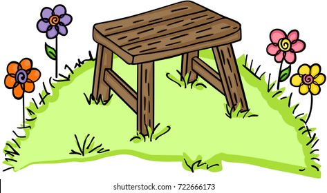 Wood bench in garden