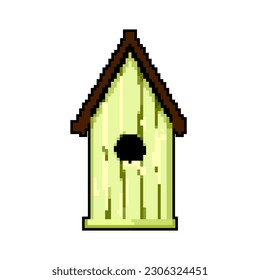 wood bird house game pixel art retro vector. bit wood bird house. old vintage illustration