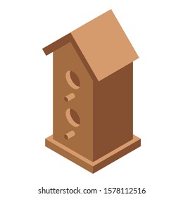 Wood bird house icon. Isometric of wood bird house vector icon for web design isolated on white background