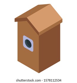 Wood bird house icon. Isometric of wood bird house vector icon for web design isolated on white background