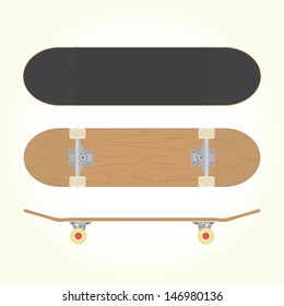 Wood blank skateboard isolated vector