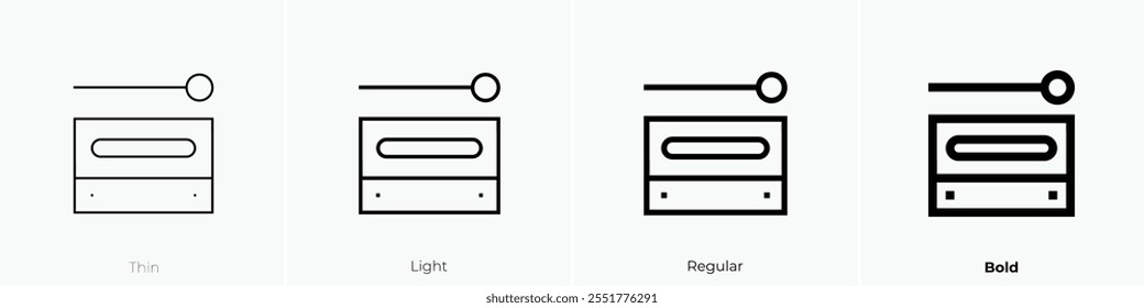 Icono de bloque de madera. Diseño de estilo delgado, ligero, regular y audaz aislado sobre fondo blanco