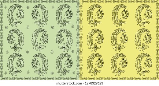 Wood block printed textile design in Turkish traditional style (Tokat) ,kerchief  design