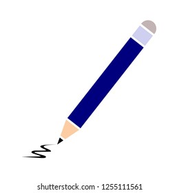wood blue pencil writing, drawing flat icon vector isolated illustration