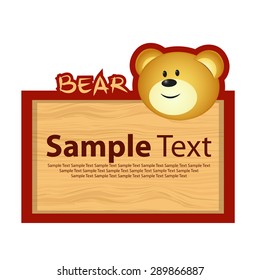 wood board banner with bear