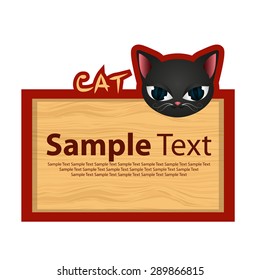 wood board banner with cat