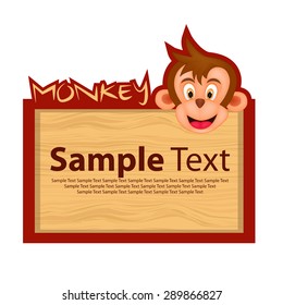 wood board banner with monkey