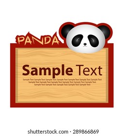 wood board banner with panda