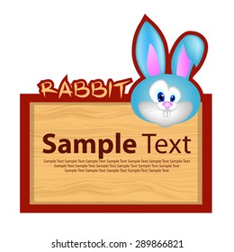 wood board banner with rabbit