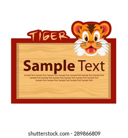wood board banner with tiger