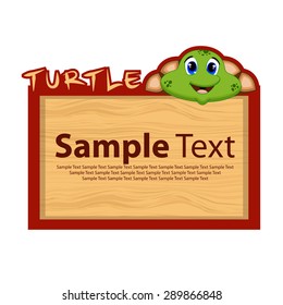 wood board banner with turtle