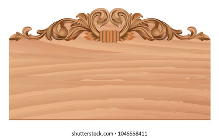 Wood Board carving ornament on white background vector illustration