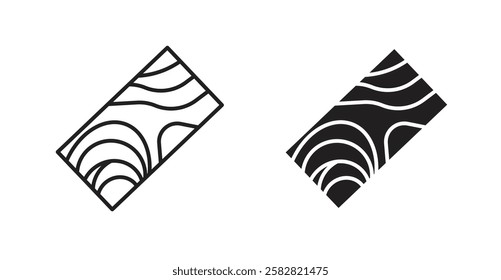 Wood board filled and outlined icons vectors on white background